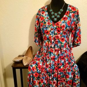 Avenue- Bright Multicolored Floral Dress